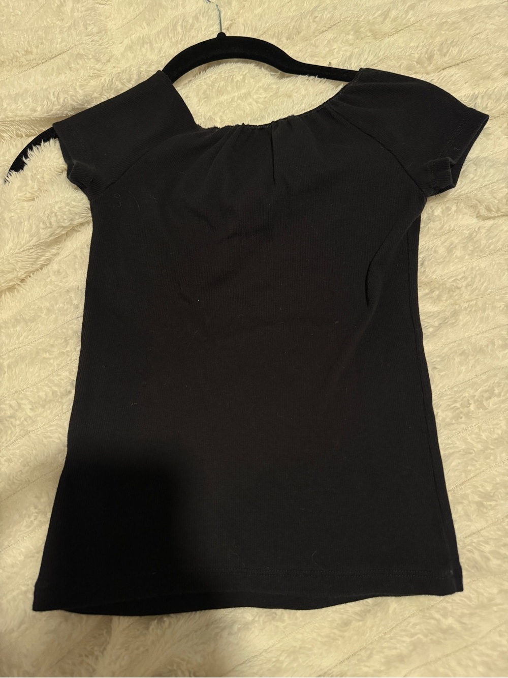 Classic Black boatneck Short Sleeve Women's Top